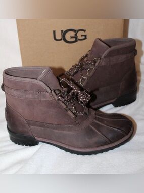 UGG Waterproof Women’s Greda Duck Boots Chocolate Brown Leather